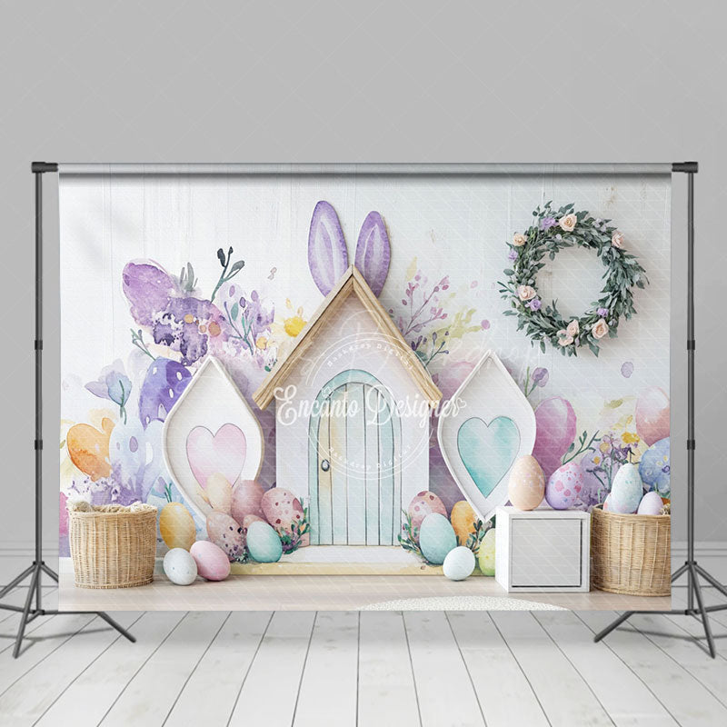 Lofaris Rabbit Hutch Colorful Eggs Easter Photo Backdrop