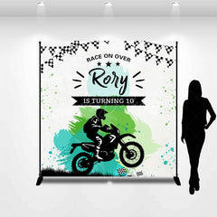 Lofaris Race On Over Motorcycle Custom 10th Birthday Backdrop