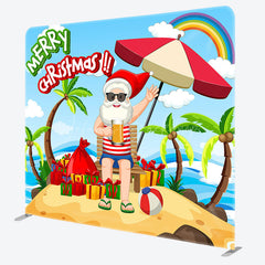 Lofaris Rainbow Beach Santa Merry Christmas In July Backdrop