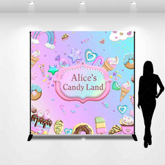 Lofaris Rainbow Candyland Custom Name Birthday Backdrop