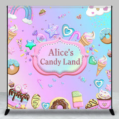 Lofaris Rainbow Candyland Custom Name Birthday Backdrop