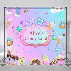 Lofaris Rainbow Candyland Custom Name Birthday Backdrop