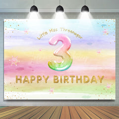 Lofaris Rainbow Colorful Miss Threenager Birthday Backdrop