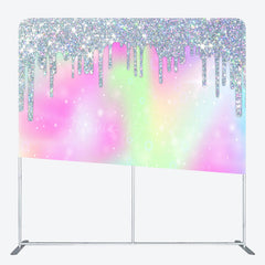 Lofaris Rainbow Silver Glitter Party Pillow Cover Backdrop