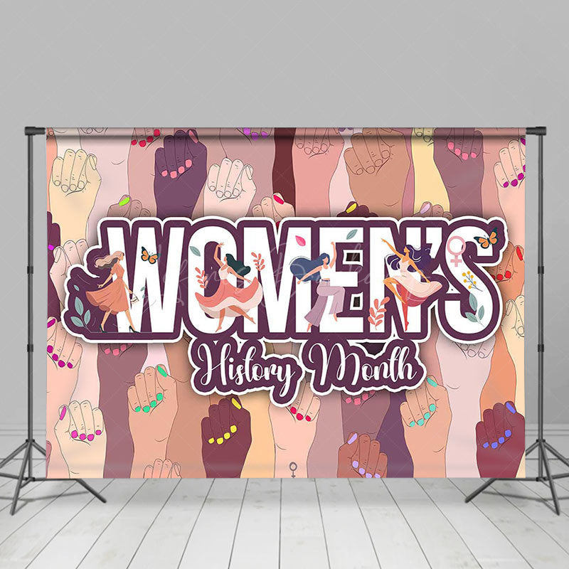 Lofaris Raised Arms Cheers Womens History Month Backdrop