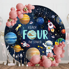 Lofaris Reach Four The Stars Galaxy Round Birthday Backdrop