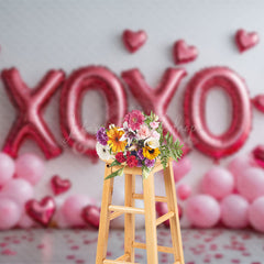 Lofaris Realistic Pink Balloons Xoxo Valentines Day Backdrop