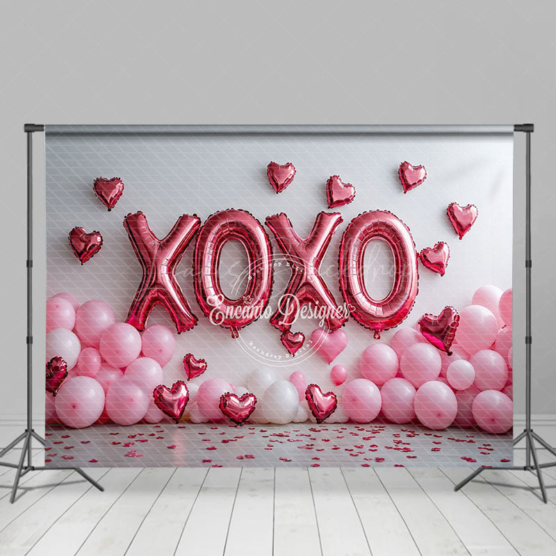 Lofaris Realistic Pink Balloons Xoxo Valentines Day Backdrop