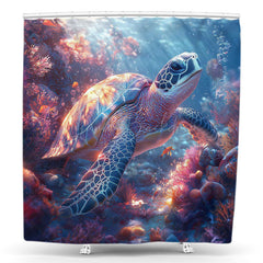 Lofaris Realistic Sea Turtle Undersea Scene Shower Curtain