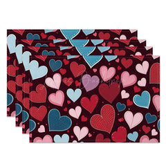 Lofaris Red Artistic Colorful Dots Love Set Of 4 Placemats