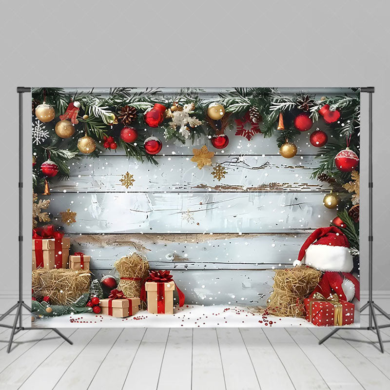 Lofaris Red Ball Decoration Christmas Photography Backdrop