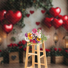 Lofaris Red Balloon Rose Greenery Valentines Day Backdrop