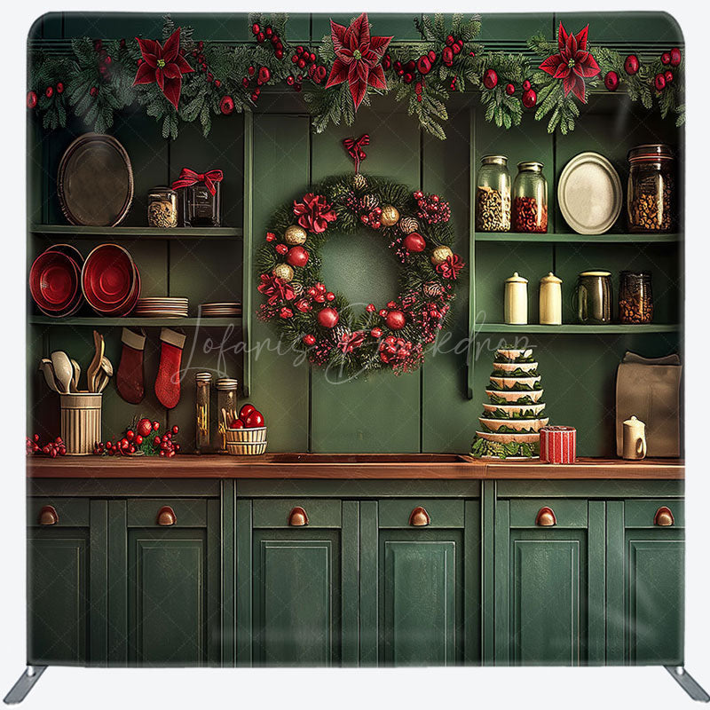 Lofaris Red Bells Green Leaves Kitchen Pillow Cover Backdrop