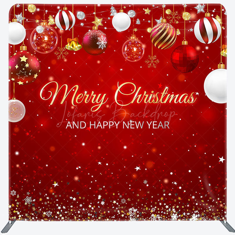 Lofaris Red Bells Merry Christmas Double-Sided Backdrop