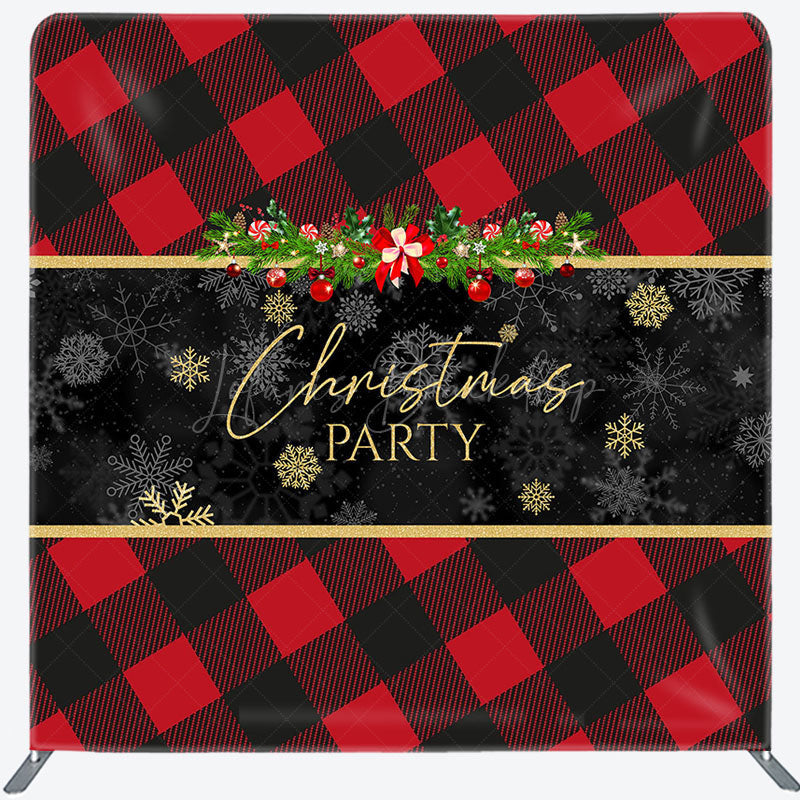 Lofaris Red Black Gingham Snowflake Pillow Case Backdrop