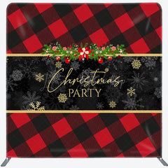 Lofaris Red Black Gingham Snowflake Pillow Case Backdrop