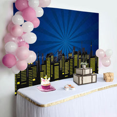 Lofaris Red Black Yellow City Scene Happy Birthday Backdrop