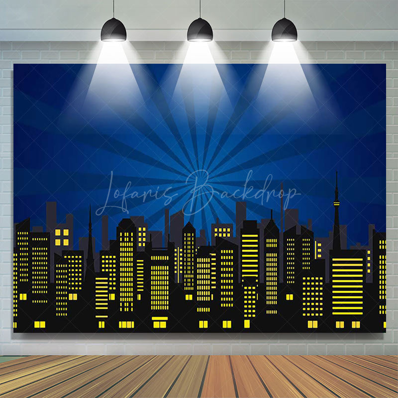 Lofaris Red Black Yellow City Scene Happy Birthday Backdrop