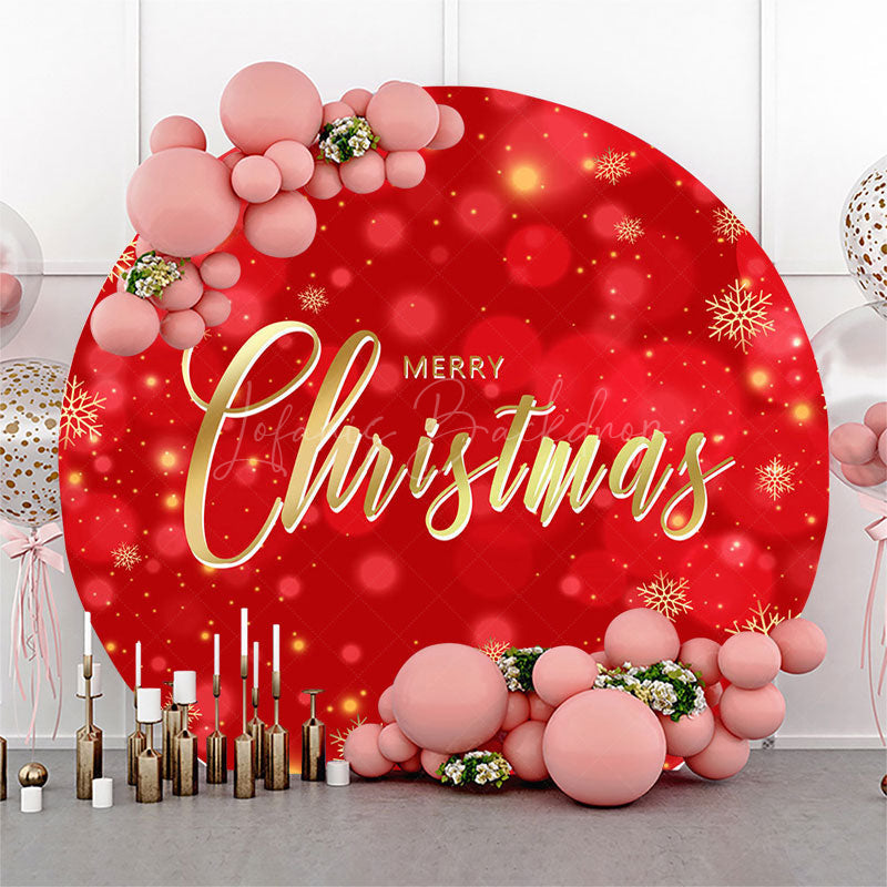 Lofaris Red Bokeh Snowflake Round Merry Christmas Backdrop