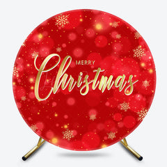 Lofaris Red Bokeh Snowflake Round Merry Christmas Backdrop