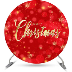 Lofaris Red Bokeh Snowflake Round Merry Christmas Backdrop