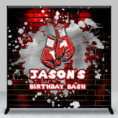 Lofaris Red Brick Wall Boxing Custom Name Birthday Backdrop