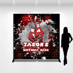 Lofaris Red Brick Wall Boxing Custom Name Birthday Backdrop