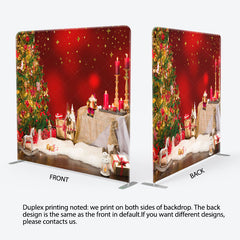 Lofaris Red Candles Bokeh Christmas Tension Fabric Backdrop