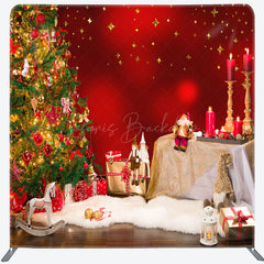 Lofaris Red Candles Bokeh Christmas Tension Fabric Backdrop