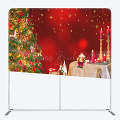 Lofaris Red Candles Bokeh Christmas Tension Fabric Backdrop