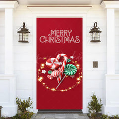 Lofaris Red Candy Light Strip Merry Christmas Door Cover