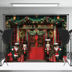 Lofaris Red Car Santa Workshop Christmas Room Set Backdrop