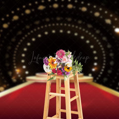 Lofaris Red Carpet Podium Gold Dots Photogrpahy Backdrop