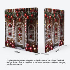 Lofaris Red Chocolate House Christmas Photo Booth Backdrop