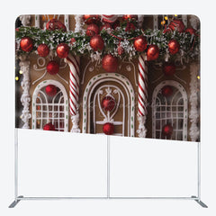 Lofaris Red Chocolate House Christmas Photo Booth Backdrop