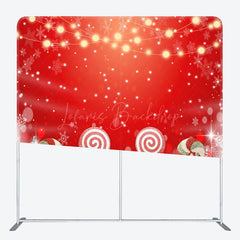 Lofaris Red Christmas Candy Bokeh Tension Fabric Backdrop