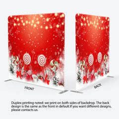 Lofaris Red Christmas Candy Bokeh Tension Fabric Backdrop