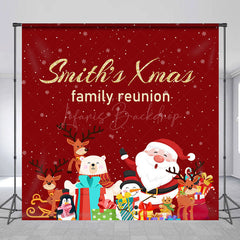 Lofaris Red Christmas Custom Name Family Reunion Backdrop