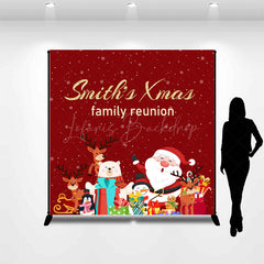 Lofaris Red Christmas Custom Name Family Reunion Backdrop