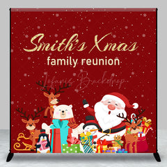 Lofaris Red Christmas Custom Name Family Reunion Backdrop