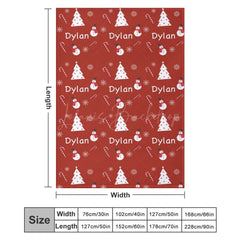 Lofaris Red Christmas White Tree Snowman Custom Name Blanket