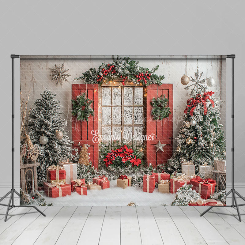 Lofaris Red Cozy Christmas Wonderland Photography Backdrop