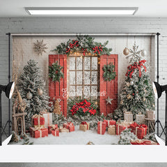 Lofaris Red Cozy Christmas Wonderland Photography Backdrop