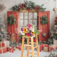 Lofaris Red Cozy Christmas Wonderland Photography Backdrop