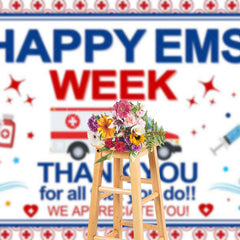 Lofaris Red Cross Ambulance Happy EMS Week Thank You Backdrop