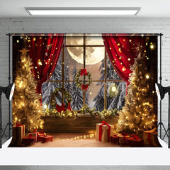 Lofaris Red Curtain Led Light Pine Tree Christmas Backdrop