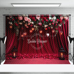 Lofaris Red Curtain Petal Floral Valentines Day Backdrop