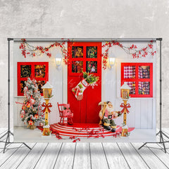 Lofaris Red Door White House Socks Doll Christmas Backdrop