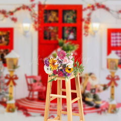 Lofaris Red Door White House Socks Doll Christmas Backdrop