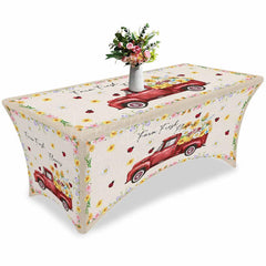 Lofaris Red Farm Truck Daisy Ladybug Baby Shower Stretch Table Cover